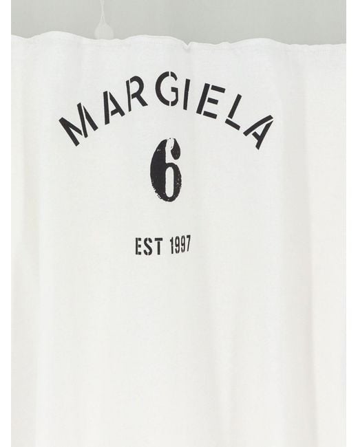 MM6 by Maison Margiela White Cotton T-Shirt With Voile Insert