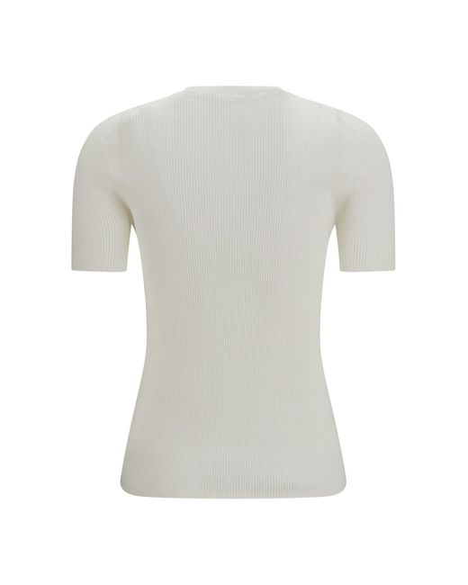 Fendi White Short-Sleeve Cotton Sweater