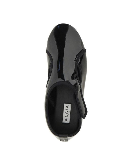 Alaïa Black Patent Leather Flex Slippers