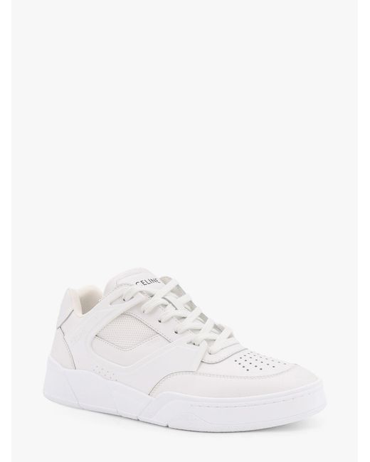 Céline White Ct-09 Leather Sneakers With Mesh Inserts for men