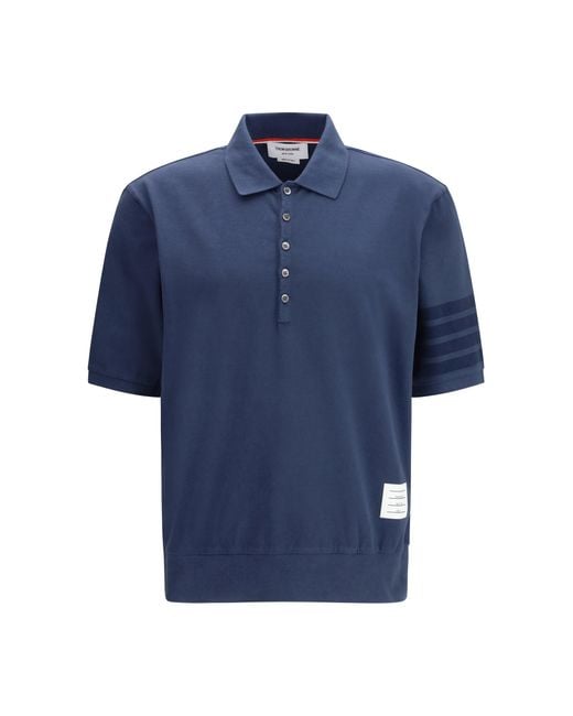 Thom Browne Blue Cotton Polo for men