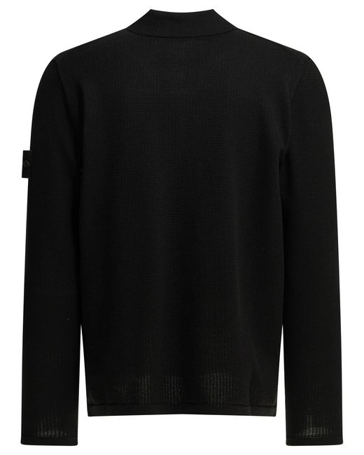 Stone Island Black Long Sleeve Polo Shirt for men