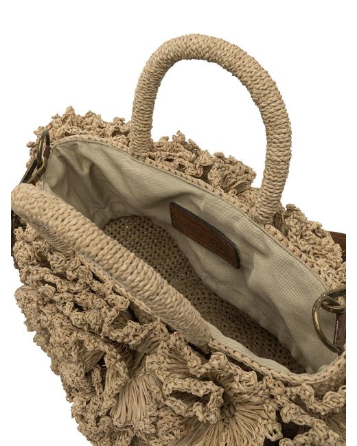 IBELIV Metallic Coraltea Raffia Handbag