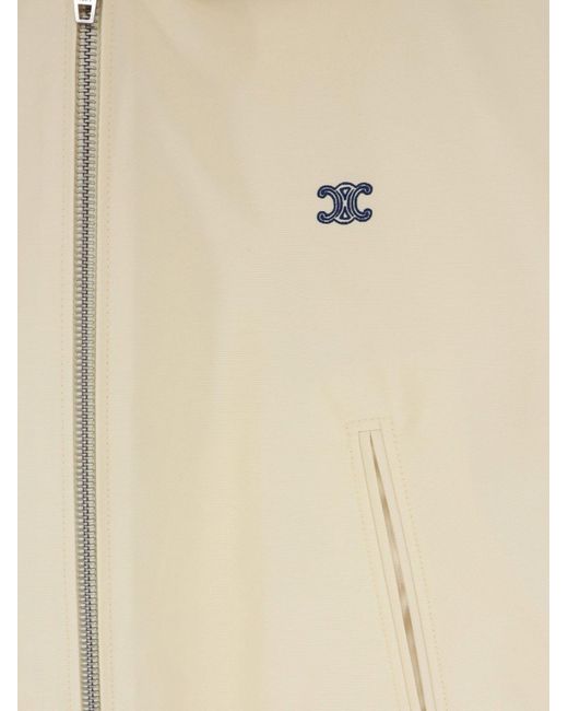 Céline Natural Cotton Blend Jacket With Logo