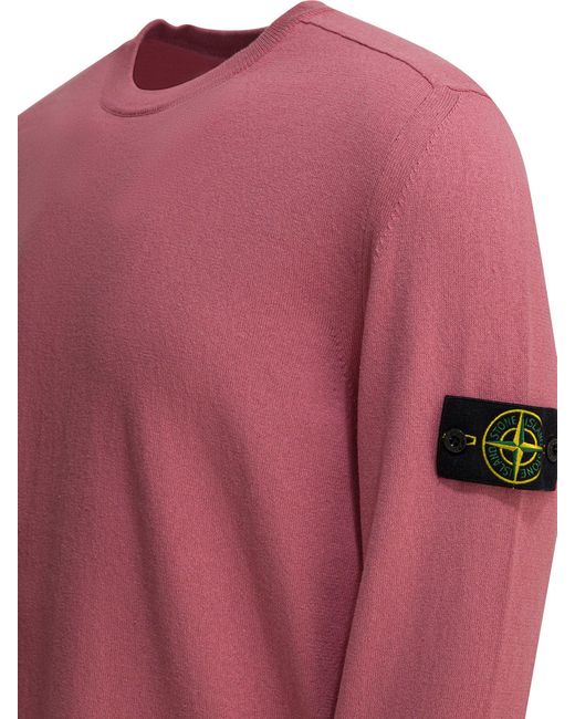 Stone Island Pink Crew-Neck Sweater Fuchsia for men