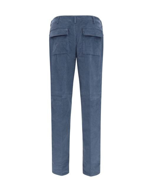 Etro Blue Roma Stretch Cotton Corduroy Pants for men