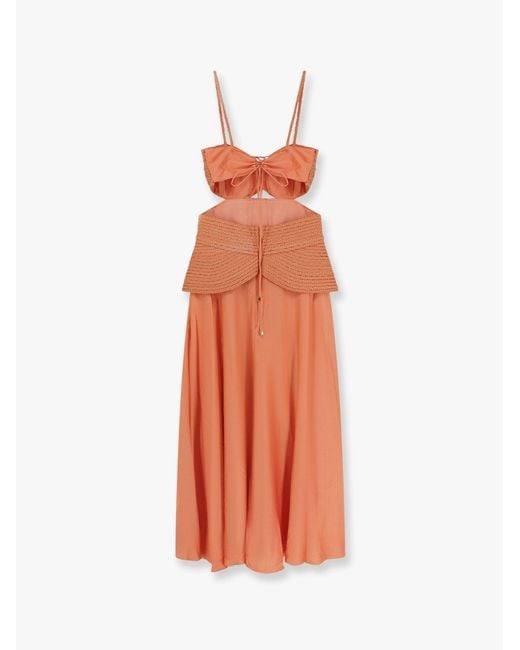 PATBO White Satin Sunset Midi Dress With Braided Corset