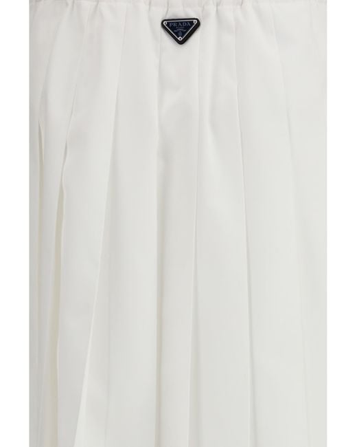 Prada White Pleated Jersey Skirt