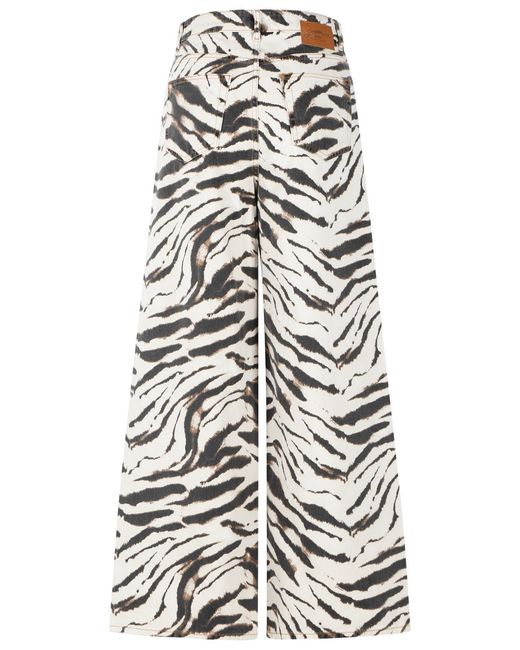 Ganni White 'Lari Zebra 33L' 'Egret' Ivory Cotton Jeans