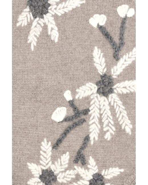 P.A.R.O.S.H. White Wallaby Floral Knit Scarf Tortora
