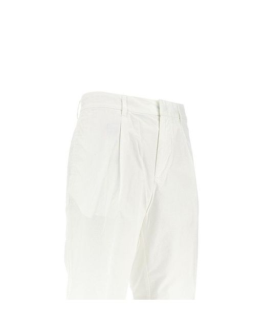 Emporio Armani White Pima Cotton Pants With Dart for men