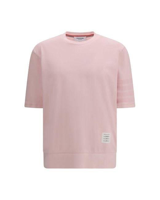 Thom Browne Pink 4-Bar Cotton Jersey T-Shirt for men