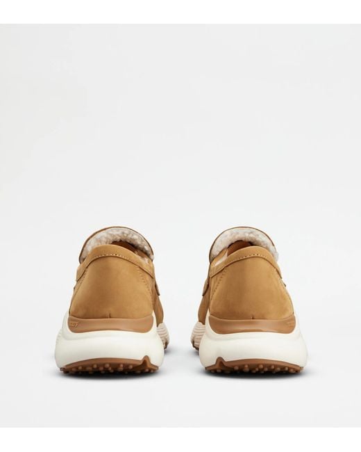 Tod's Natural Nabuk Leather Sport Loafers