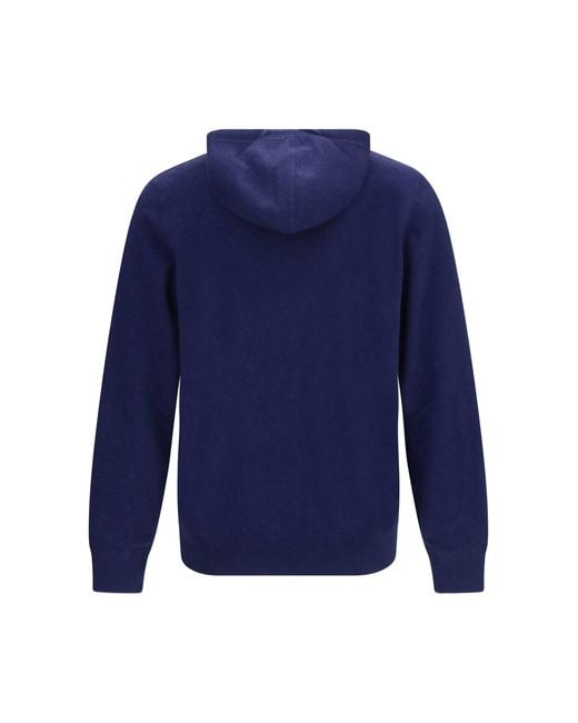 Brunello Cucinelli Blue Cashmere Zip Up Hoodie for men