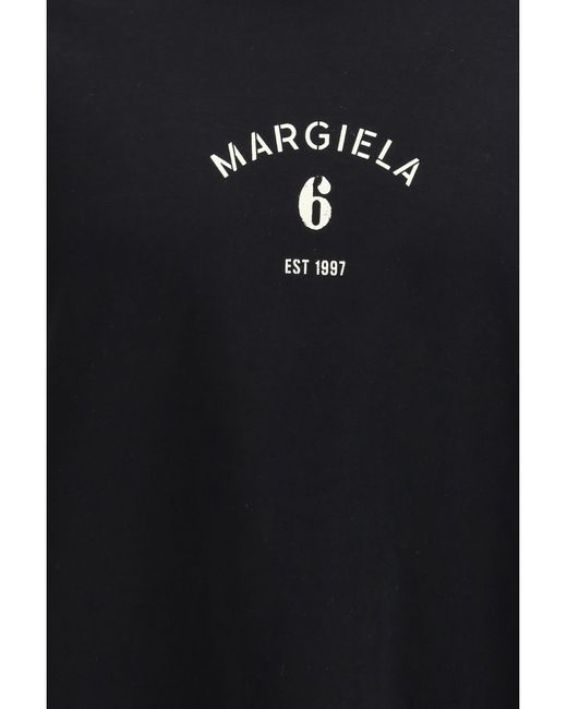 MM6 by Maison Margiela Black Logo Print T-Shirt for men