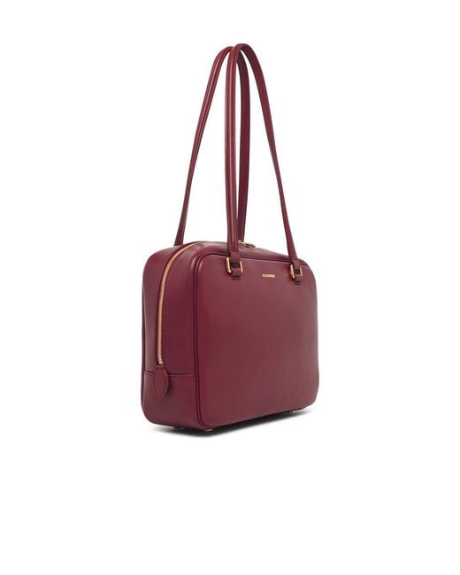 Jil Sander Red Medium 'Vision' Leather Bag
