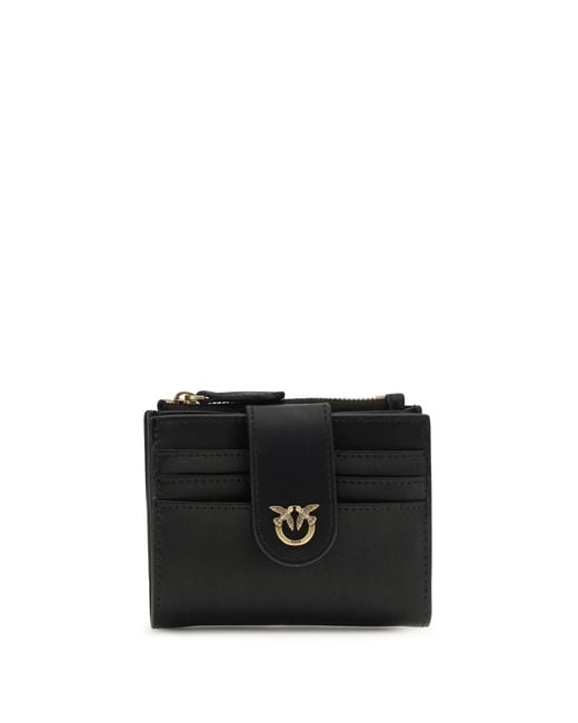 Pinko Black Calf Leather Wallet With Logo