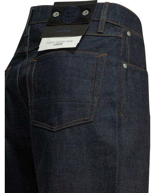 Stone Island Blue Denim Raw Straight-Leg Jeans for men