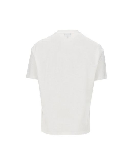 Emporio Armani White Lyocell And Cotton Blend T-Shirt With Logo for men