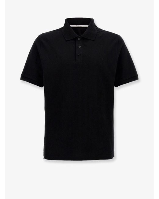 Saint Laurent Black Cotton Blend Polo Shirt With Cassandre Embroidery for men