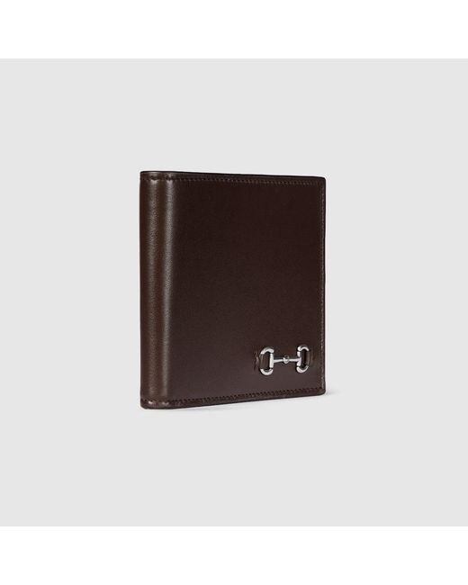 Gucci Brown Leather Wallet With Horsebit for men