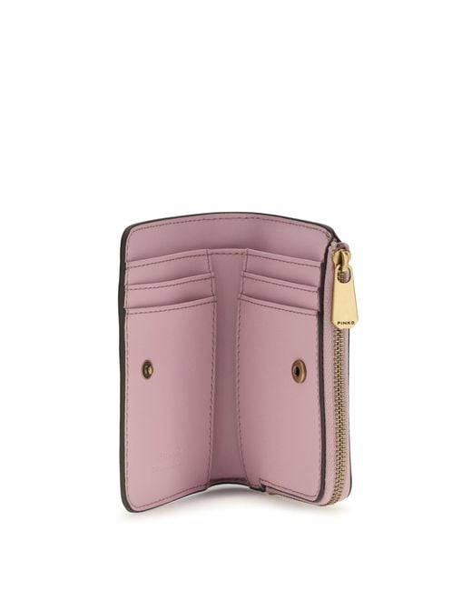 Pinko Pink Zip Card Holder Rosa Chiaro-Antique