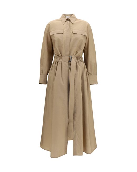 Brunello Cucinelli Natural Shirt And Skirt Dress