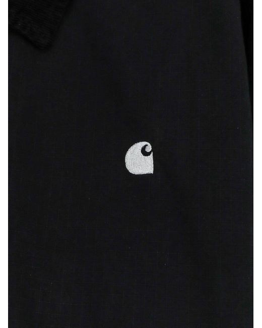 Carhartt Black Madison Ripstop Cotton Jacket With Embroidered Logo On The Front for men