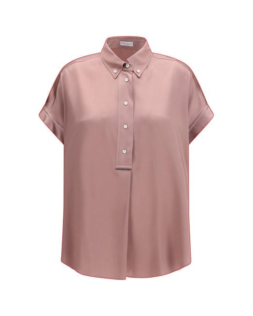 Brunello Cucinelli Pink Silk Shirt