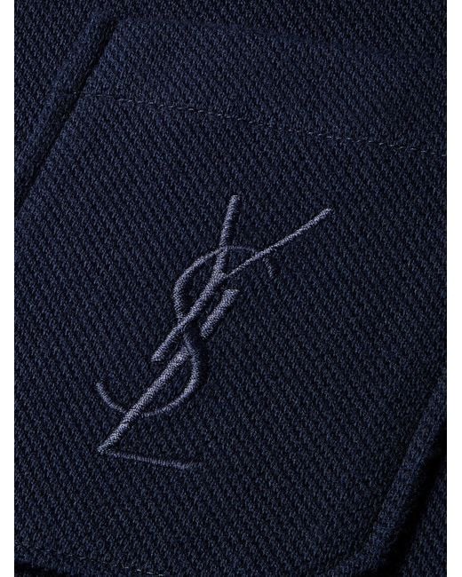 Saint Laurent Blue Pique Cotton Polo Shirt for men