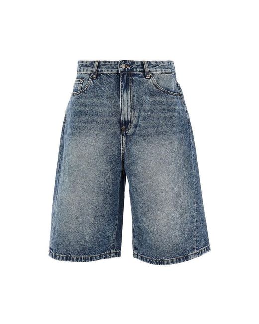 Woodbird Blue Wbyuto Twisted Denim Shorts for men