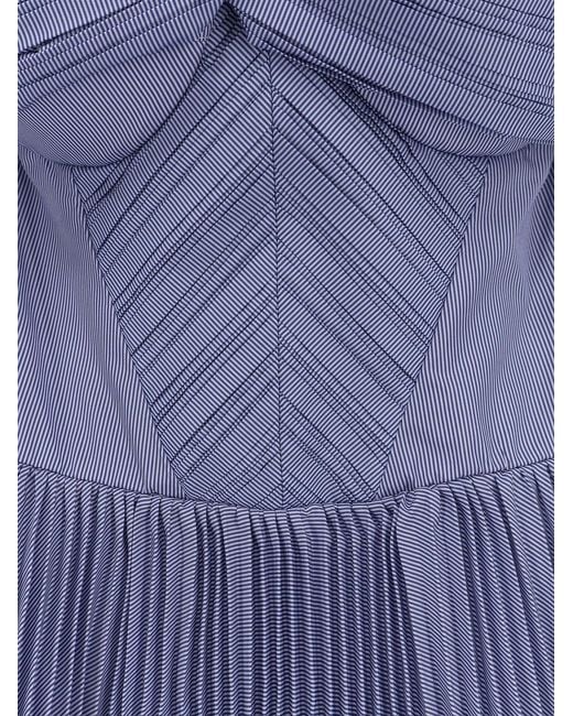 Elisabetta Franchi Blue Daily Pleated Dress