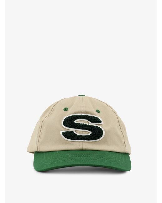 Men's Green Cotton Hat With Flocked Logo