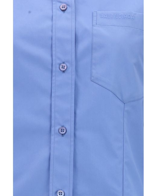 Balenciaga Blue Asymmetric Long-Sleeve Shirt