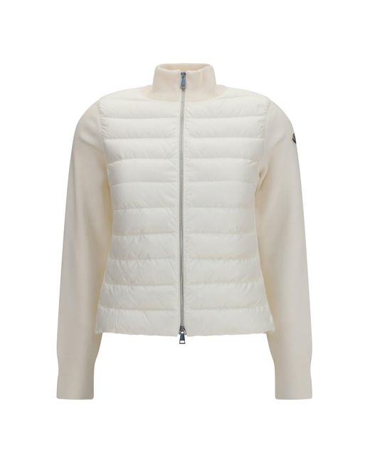 Women's White Quilted Knit Cardigan