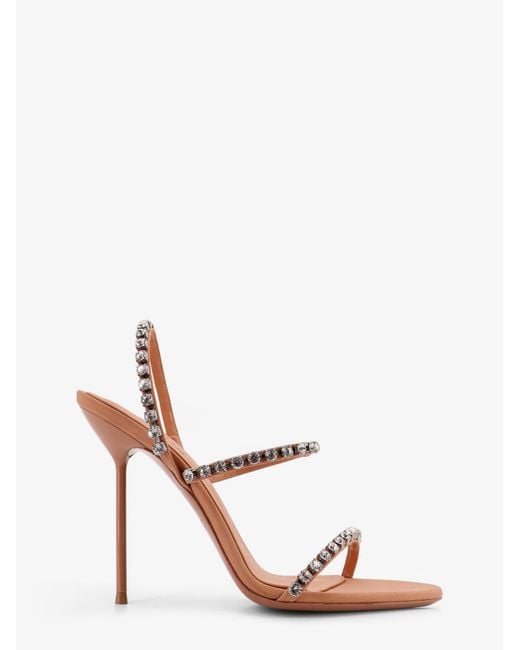 Paris Texas White Lidia Satin Sandals With Crystal Detail