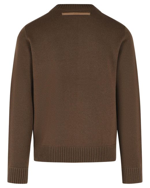 Sacai Brown Wool Sweater for men