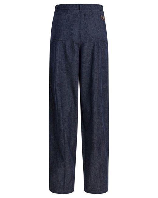 Max Mara Blue Denim-Effect Wool Pants