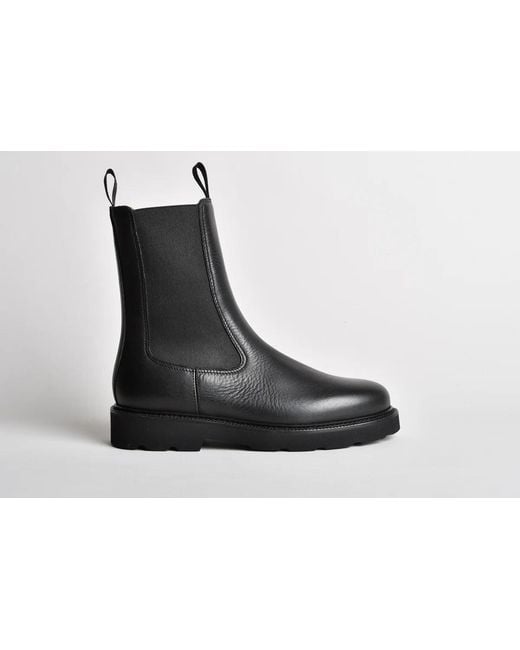 Henderson Black Leather Ankle Boots for men