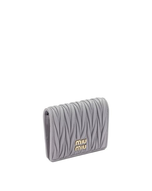 Miu Miu Gray Lamb Leather Wallets & Card Holders