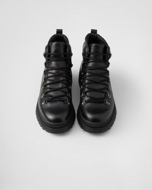 Prada Black "Brixxen" Lace Up Ankle Boots