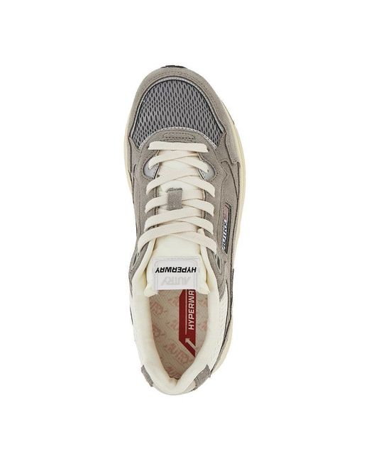 Autry Gray 'Hyperway' Suede Leather And Mesh Sneakers for men