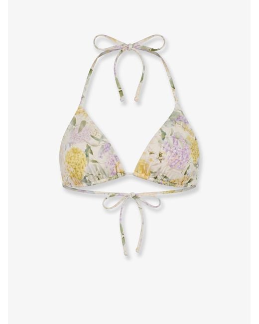 Mc2 Saint Barth White Leah Bikini Top With Lemony Flower Print