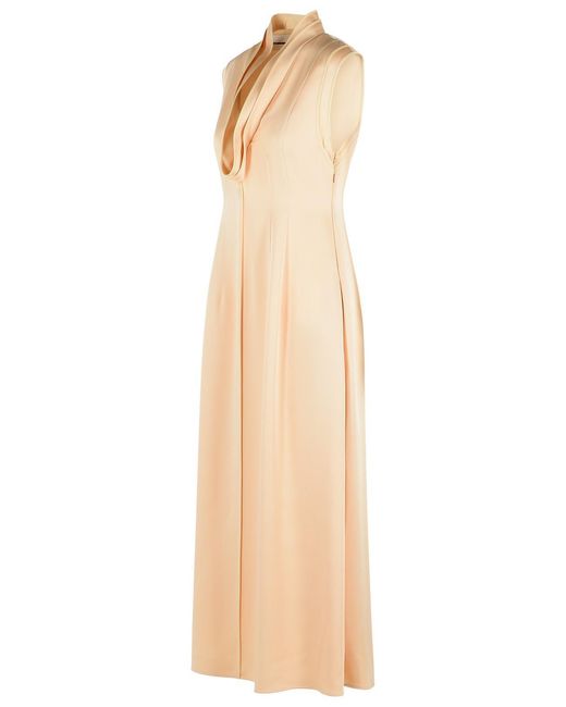Jil Sander Natural Acetate And Peach Viscose Dress