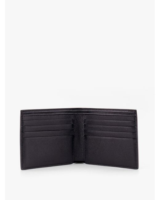 Balenciaga Black Logo Print Bi Fold Leather Wallet for men