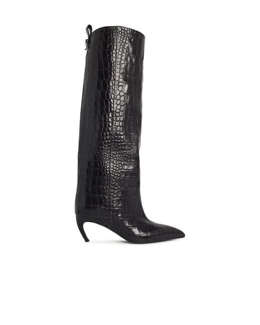 The Attico Black 'Lea 65' Dark Leather Boots