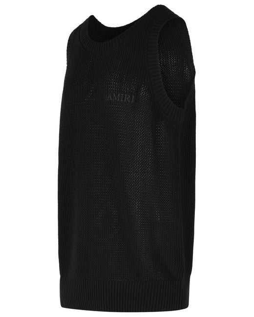 Amiri Black 'Knit Mesh' Cotton Tank Top for men