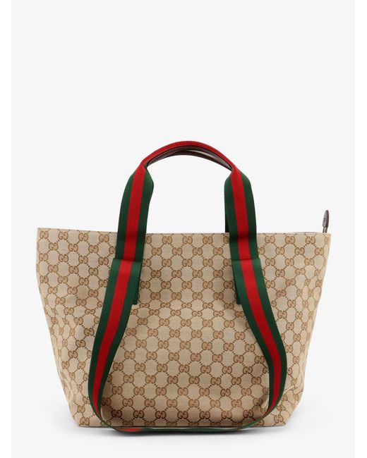 Gucci Brown Gg Fabric Shopping Bag With Nastro Web Handles for men