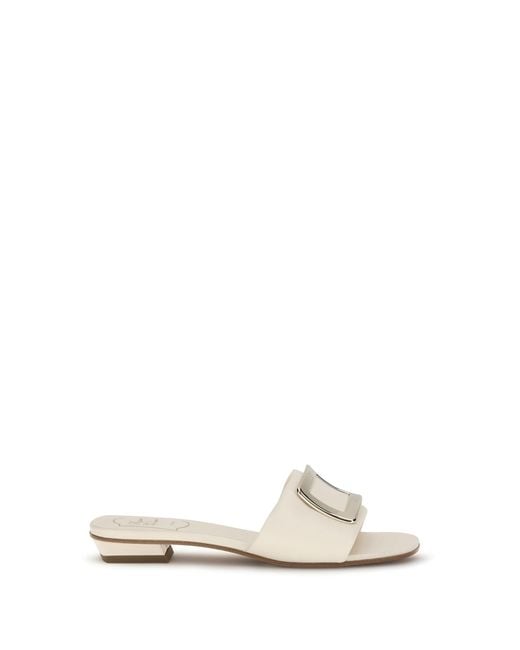 Roger Vivier White Leather Slide Sandals