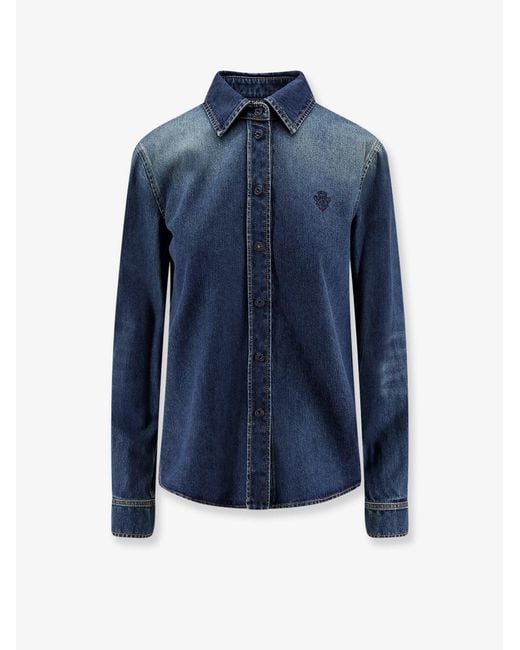 Gucci Blue Denim Shirt With Embroidery